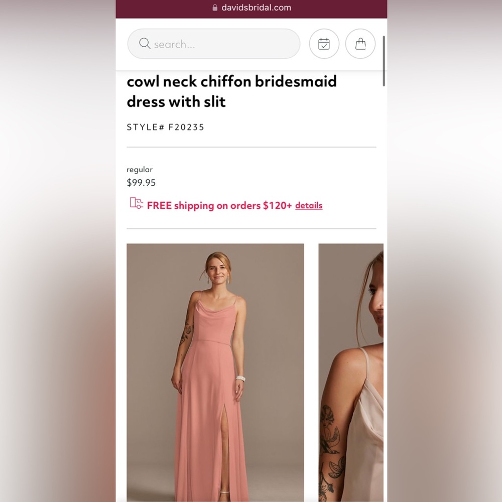 Davids bridal dusty pink/desert coral bridesmaid dress sz 10